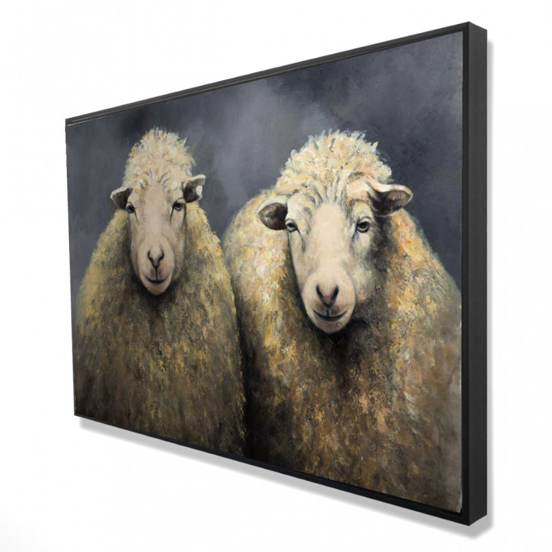 'Sheeps Wool' Oil Painting Print on Wrapped Canvas, Black Framed Canvas, 36" H x 24" W