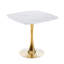 Table de salle à manger carrée avec piédestal en métal