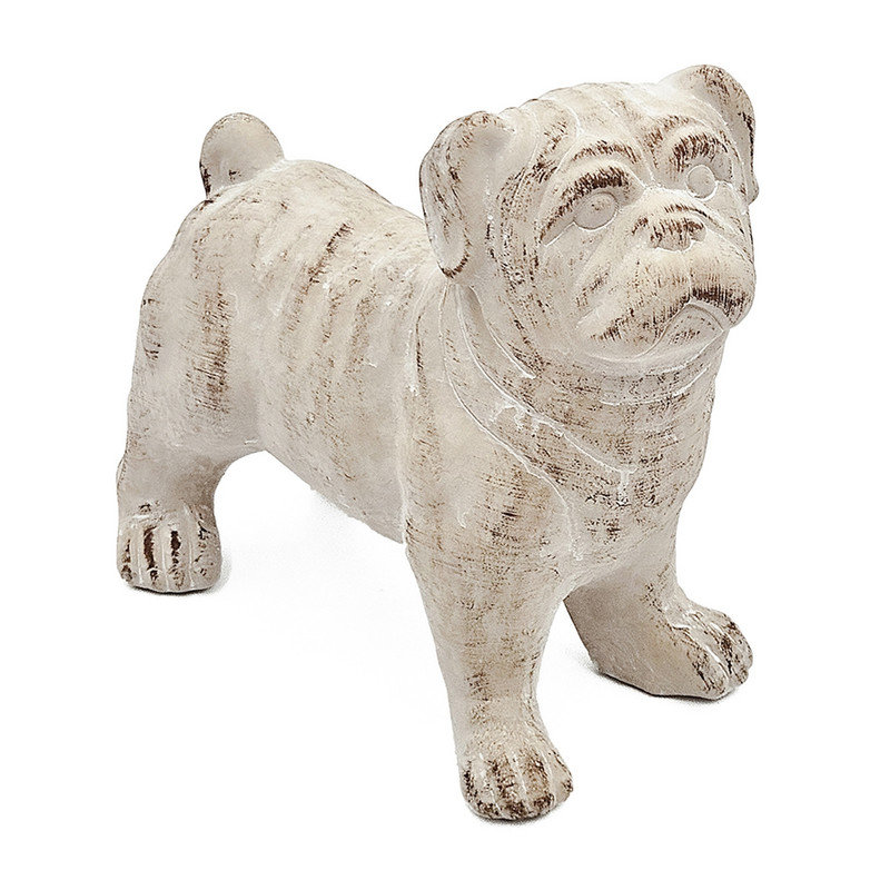 Figurine bouledogue debout 8,5 x 4,5 x 8,1 po avec finition beige naturel