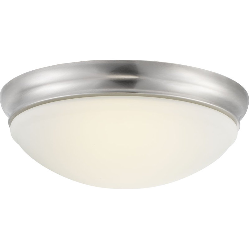 Mccully Glass LED Flush Mount, Brushed Nickel, 5.25" H x 15.25" W x 15.25" D