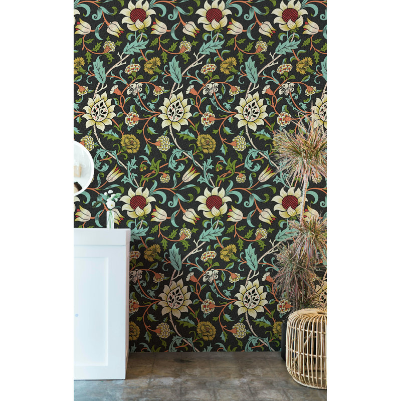 Rouleau de fleurs William Morris, Vert / noir