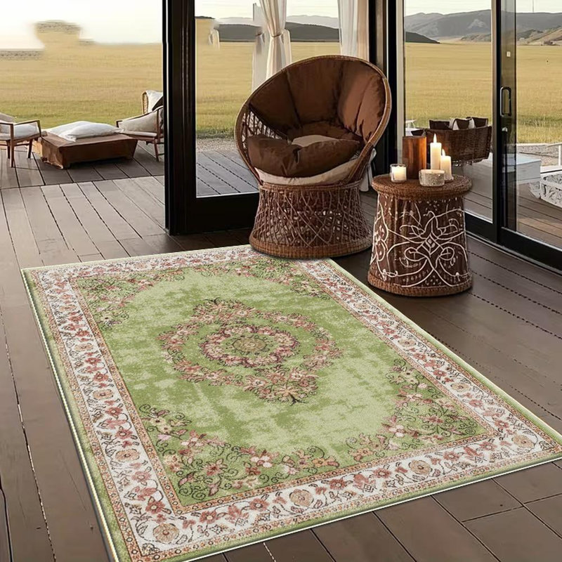 Floral Oriental Area Rug, Soft And Lightweight, Suitable For All Seasons, Easy To Maintain And Easy To Clean, Machine Washable Carpet Floor Mat, Suitable For Living Room, Bedroom, Dining Room, Hallway, Balcony, Room Decor, Home Decor, Outdoor Decor