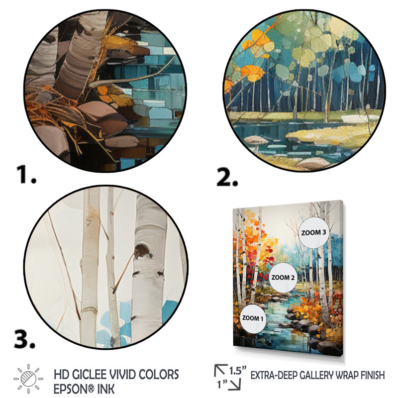 Damylah Birch Woods Autumn Harmony IV, reproduction d'art sur toile encadrée, H 40 po x l 30 po x P 1,5 po