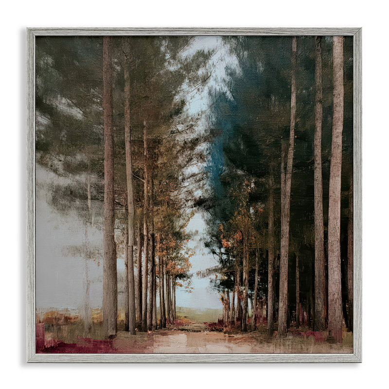 «Tall Trees Pathway», estampe numérique, conception de Kim Curationa, 24 x 24, Farmhouse Grey Giclee Framed