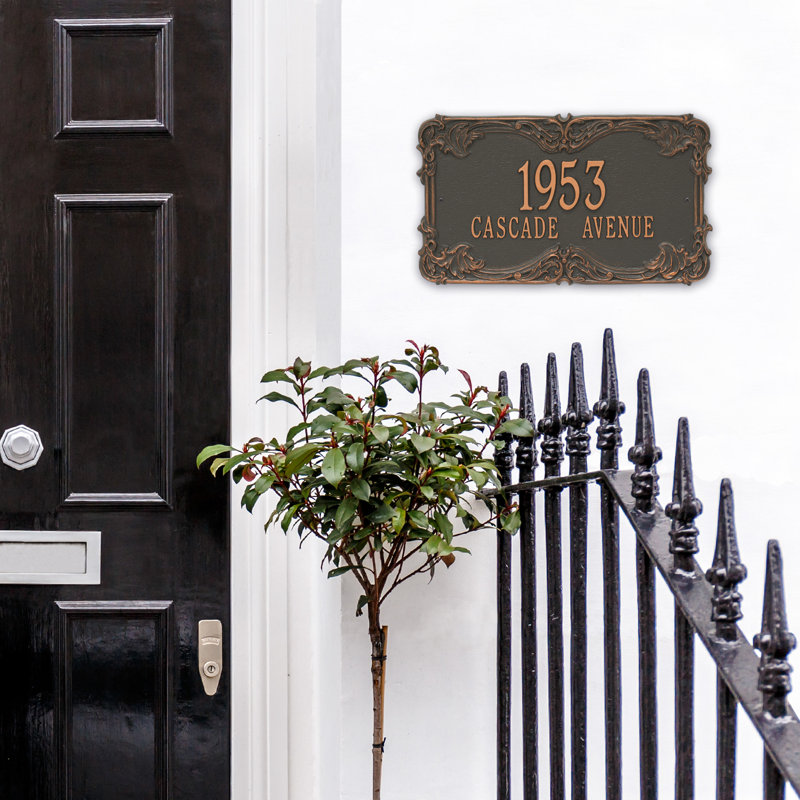 Signature Series 2-Line Wall Address Plaque, Forged Copper, Copper, Yes