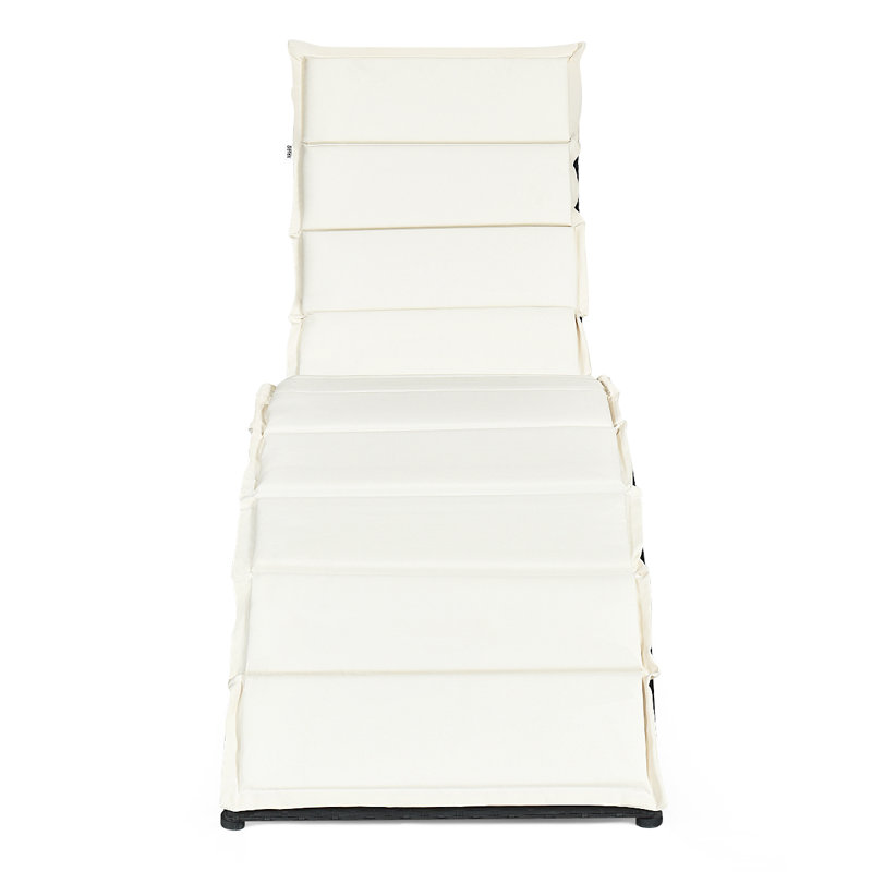 Chaise longue simple de 64 po avec coussins, Blanc