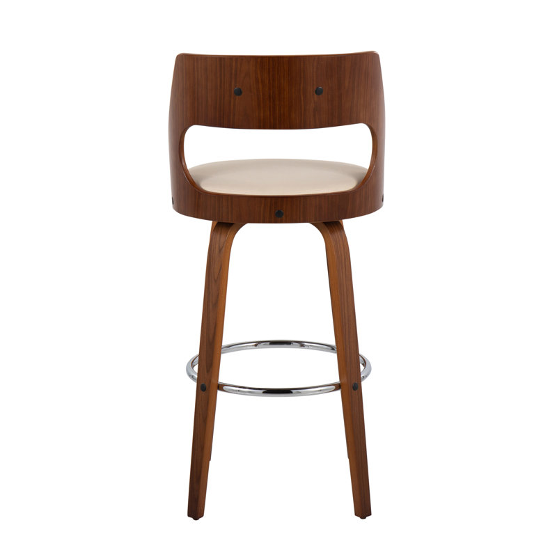 Cecina Mid-Century Modern Barstool with Swivel, Beige