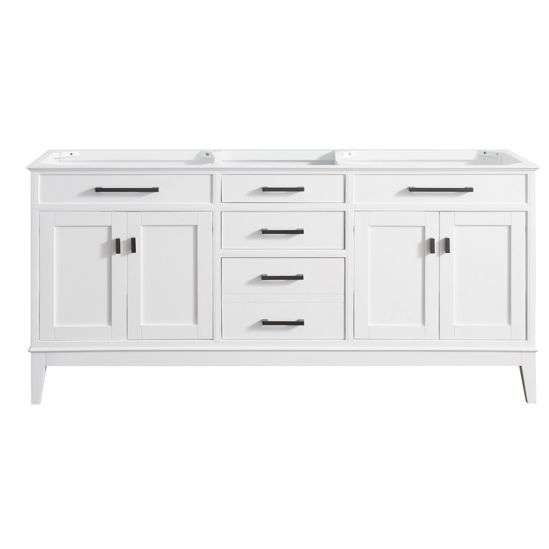 Madison Elegance 72" Double Vanity Cabinet in Pure White with Soft-Close Features