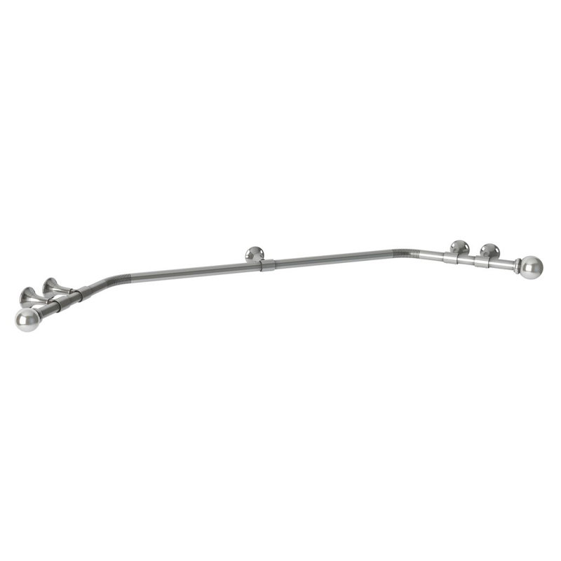 1016cm 2.8cm Bay Window Single Curtain Rod, Satin Silver