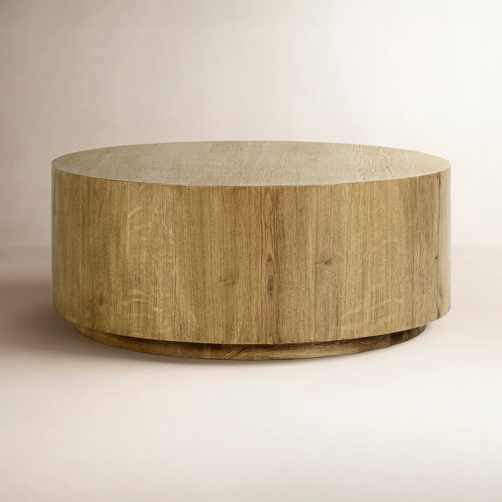 Taryn 42" Drum Coffee Table, Light Brown