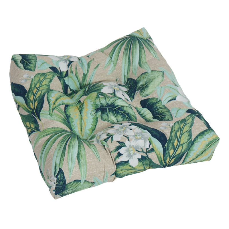 Outdoor 5'' Seat Cushion, Beige/Green Floral