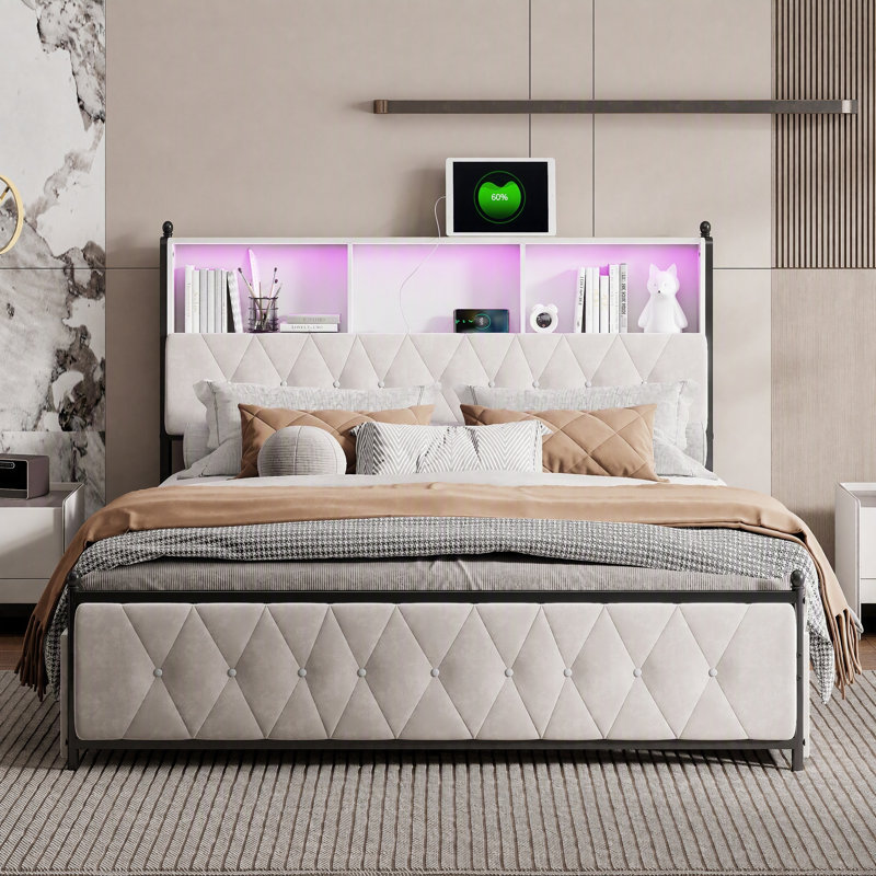 Upholstered Velvet Bed, Kingsize (5')