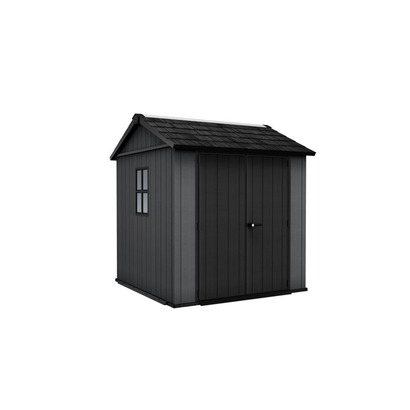 Remise de rangement extérieure en résine durable Keter Newton Plus avec plancher et portes doubles pour meubles de jardin et outils, gris graphite (6 tailles disponibles)