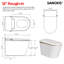 Toilette intelligente avec bidet Sanoxis, couvercle à ouverture / fermeture automatique, chasse automatique sans réservoir de 1,28 gallon par chasse, siège chauffant, laveuse et sécheuse à eau chaude, fermeture en douceur, chasse occultante, désodorisant et télécommande