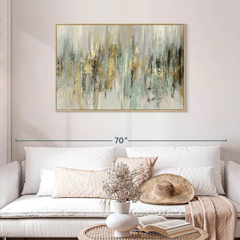 Dégoulinant d'or, Cadre flottant en bois naturel, 40 po x 27 po