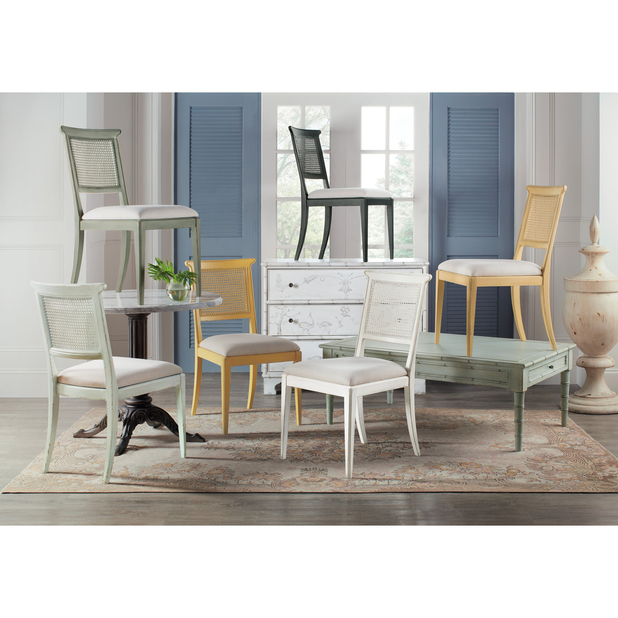 Aileen Cane Back Dining Chair, Green