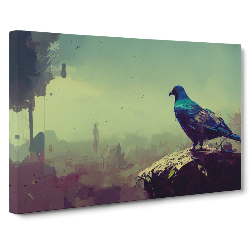 Mysterious Pigeon Bird - Wrapped Canvas Painting, 50cm H x 76cm W x 3cm D