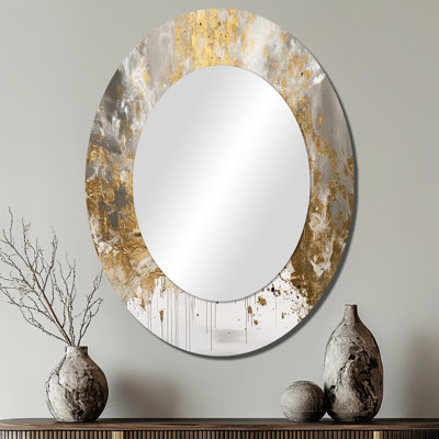 Saberio Golden Abstract - Abstract Large Mirror, Modern Unique Wall Mirror Decor, Printed Metal Art