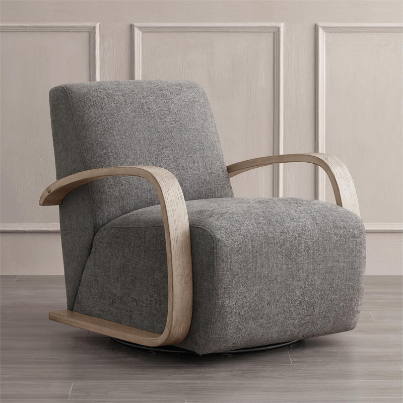 Fauteuil Winham Brehana, Mélange de lin fossile ardoise, Bois de frêne flottant