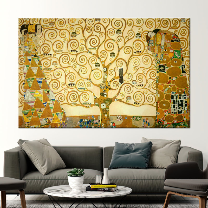 "Gustav Klimt", "L'arbre de vie", impression sur toile 3D pour décoration intérieure, H 16 po x l 24 po, Toile tendue