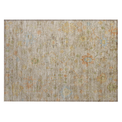 Machine Washable Indoor/Outdoor Xhevrie Beige Rug