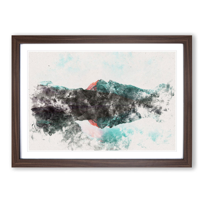 Mountain Reflection in France - Picture Frame Graphic Art Print, Walnut Framed, 45cm H x 63cm W x 2cm D