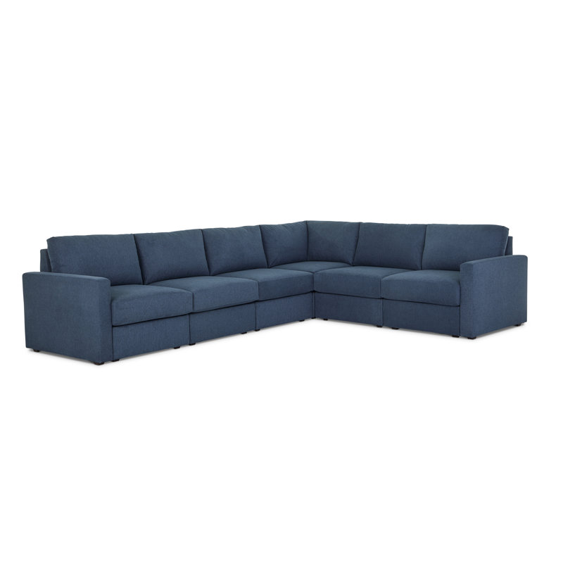 Canapé modulaire rembourré 6 pièces Flex, Mélange de polyester gris clair Frost / nylon, H 37 po x l 135 po x P 38 po