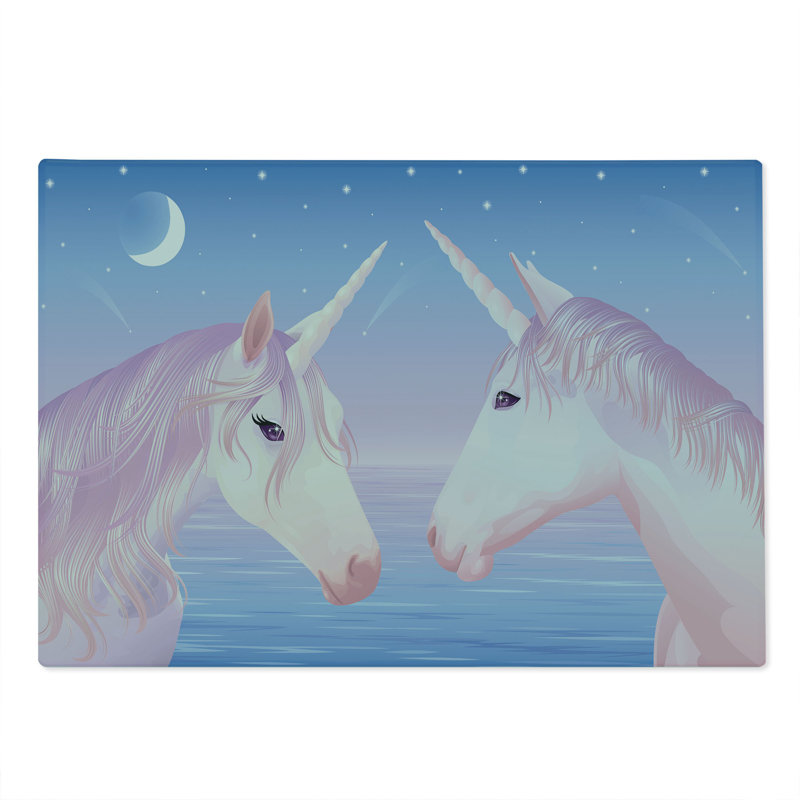 Grande planche à découper Ambesonne 2 licornes Akhal Teke lilas et rosé