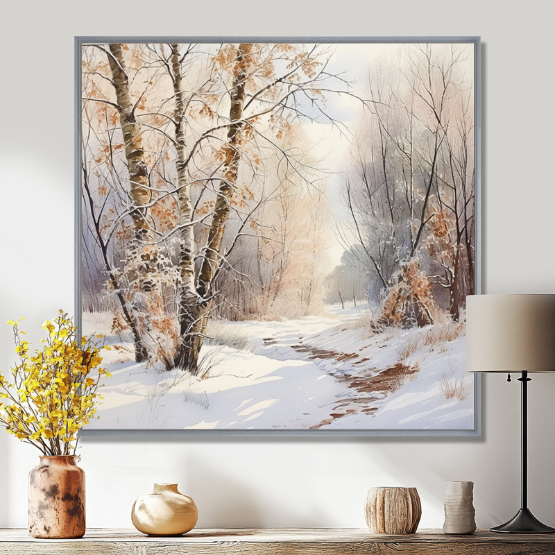 «Trees Charm In Winter - Tree», art mural sur toile, H 16 po x l 16 po x P 1 po, Encadrement argenté