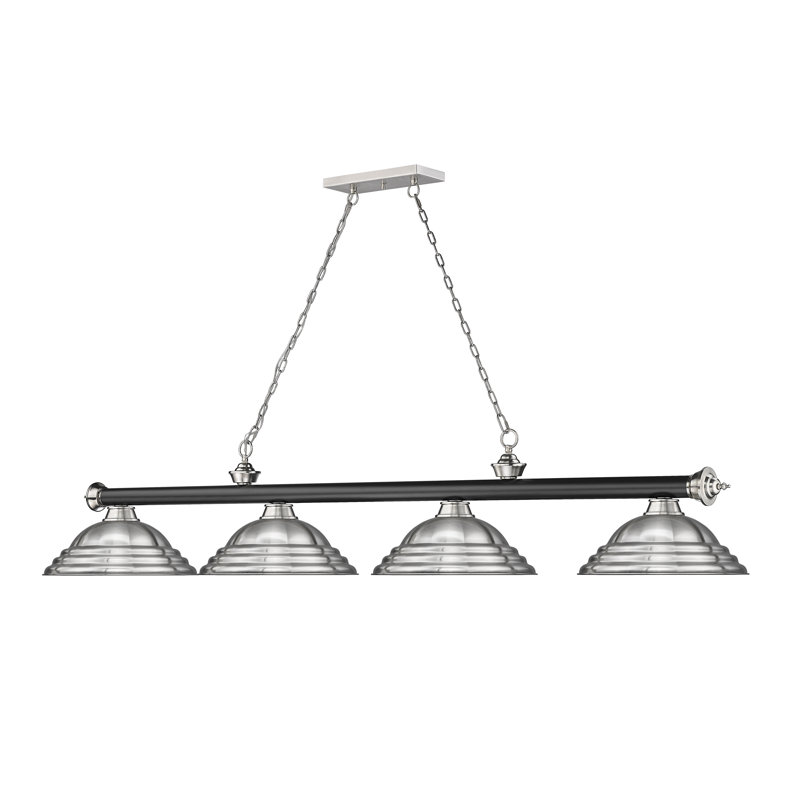 Matte Black and Brushed Nickel 4-Light Billiard Chandelier