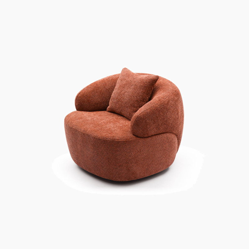 Canapé incurvé pivotant à 360 ° de style Mid-Century moderne, canapé 1 place Cloud, Boucle orange