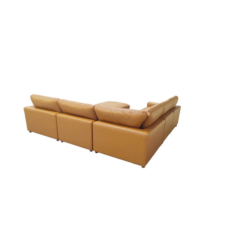 Canapé modulaire en cuir rembourré, Ginger Faux Leather, 36" H x 117" W x 117" D