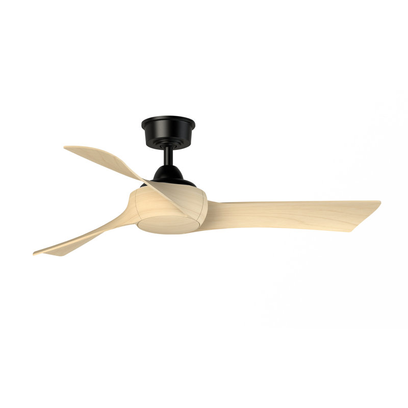 Wrap Custom 48 Inch Indoor/Outdoor Smart Ceiling Fan with Remote Control, Natural, Matte Greige