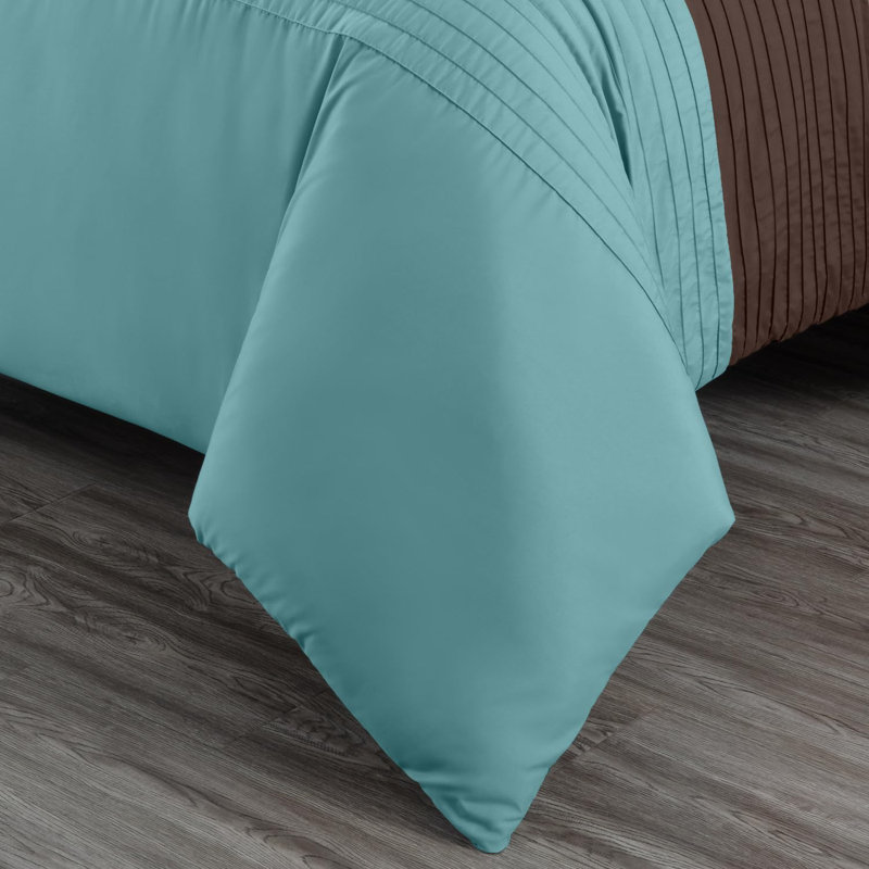 Full Blue Brown Beige Microfiber Bed in a Bag Set