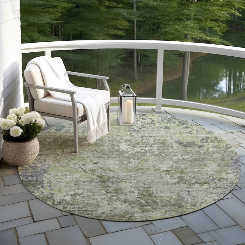 Cicel Indoor/Outdoor Machine Washable ACN1162 - Green, Rond 8 pi
