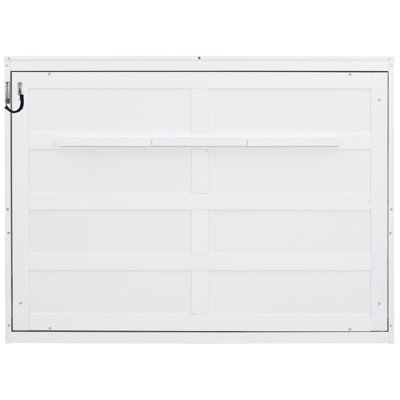 White Wall Bed Full Size Bed, Suitable For Guest Room, Home Office And Gym, Absorbing Slats, Easy To Use Space Furniture Or Flexible Mattress Support Plywood, Dual Piston Folding Mechanism