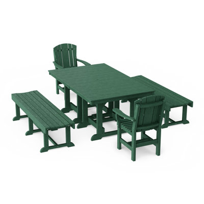 Heritage 5-Piece Rectangular Dining Set With Benches