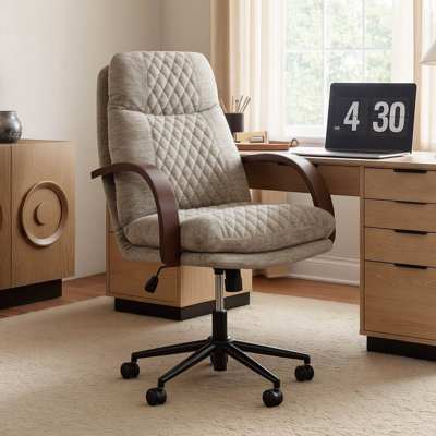 Mid-Century Diamond-Stitched 360° Swivel Office Chair