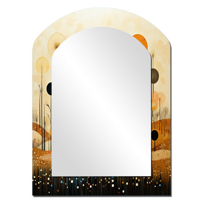 Meadow Bold Geometric Fields I - Large Arched Wall Mirror On Metal