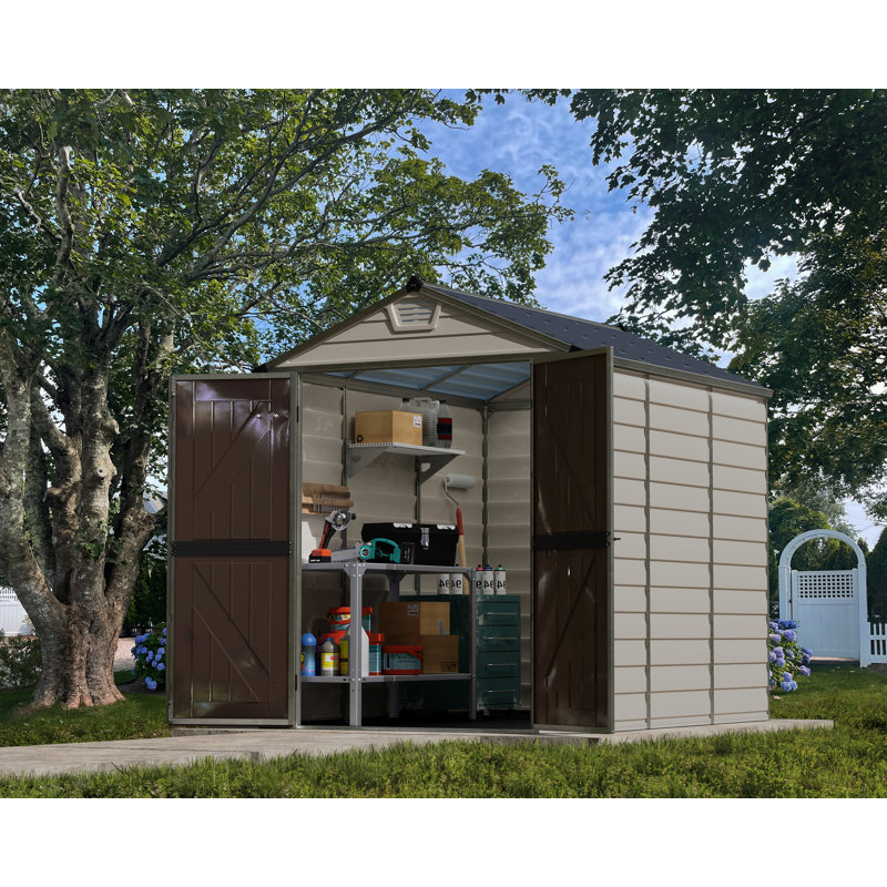 Palram - Canopia Skylight 6 Ft. W x 7.5 Ft. D Polycarbonate Storage Shed, Tan