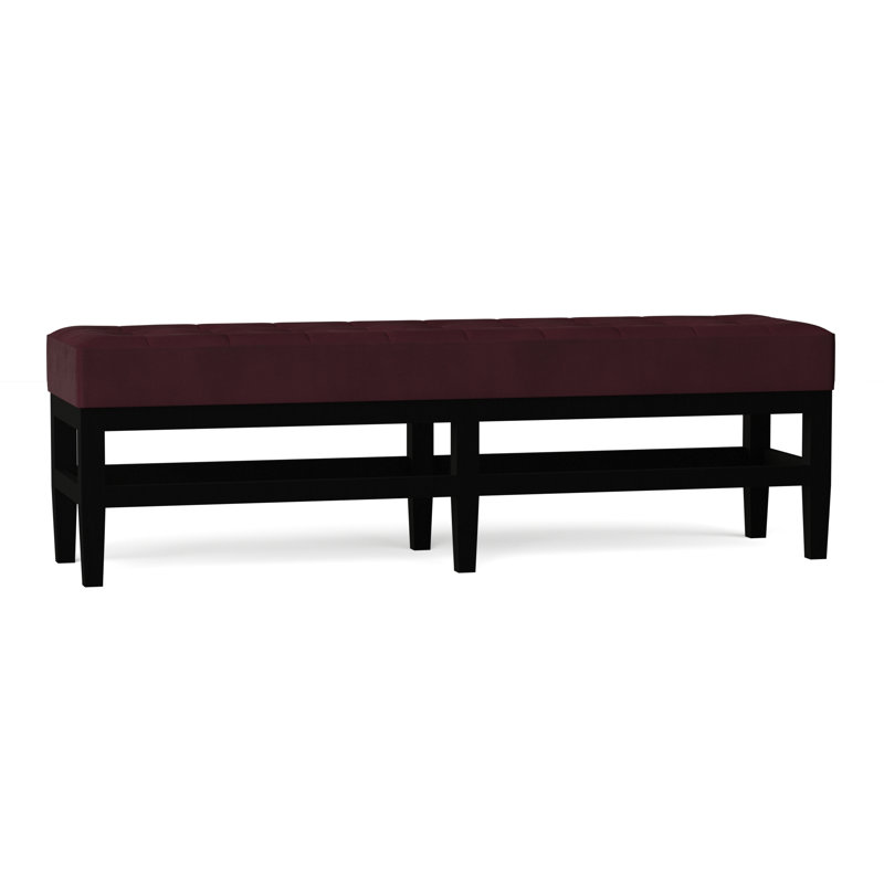 Banc rembourré Galindo-White, Noir, Velours bourgogne