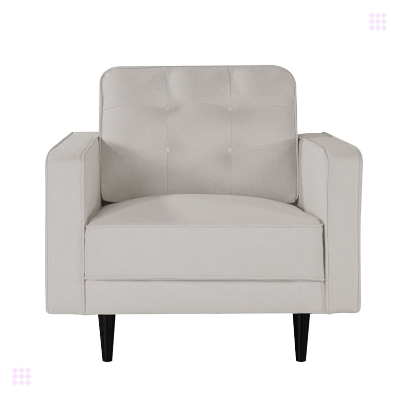 Thackeray 35.5 Wide Upholstered Accent Chair, Fabric White