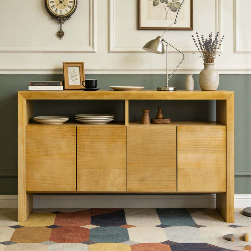 Rangement à 4 portes en placage de bois massif minimaliste moderne