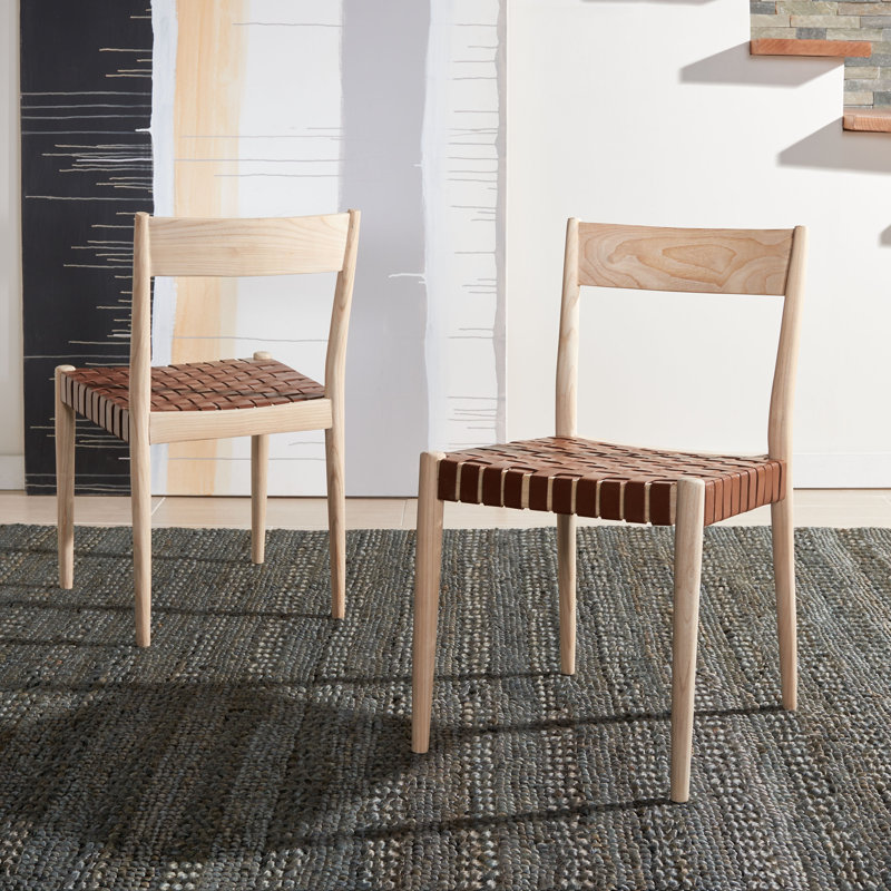 Cosme 18'' H Solid Wood Armchair, Cognac/Natural