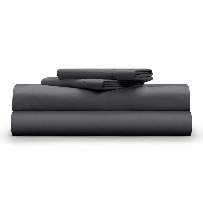 Charcoal Full Cotton Percale 4-Piece Sheet Set