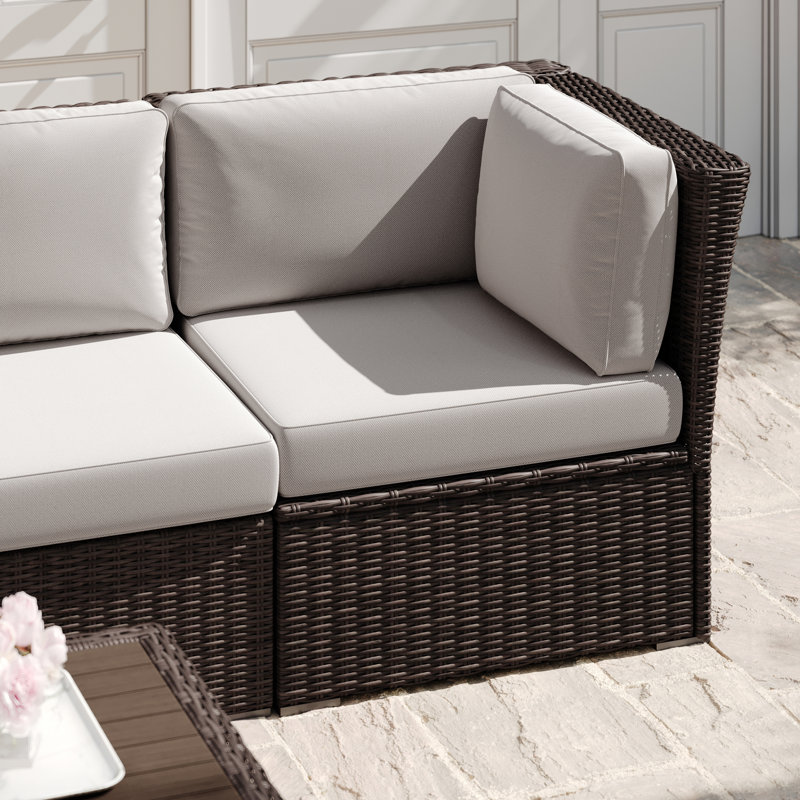 Canapé modulaire d'extérieur en rotin Martha Stewart Bedford, Brun, Brun clair
