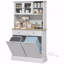Armoire de rangement pour garde-manger 68 po avec station de charge, 2 armoires à ordures inclinables et support pour micro-ondes, huche de cuisine autoportante avec portes en verre et tablette réglable-1585372974