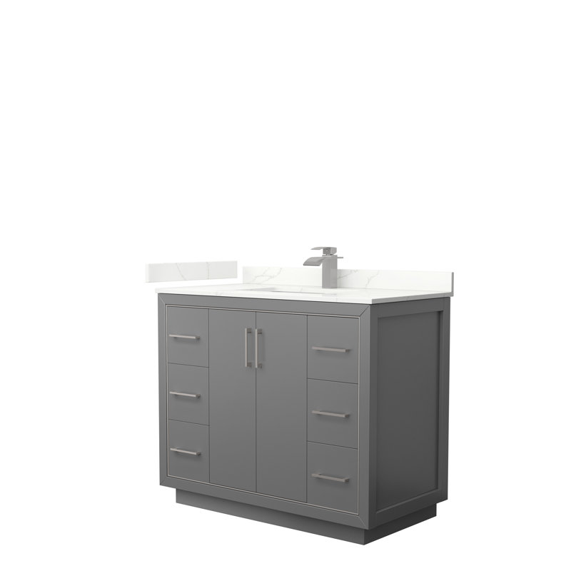 Icon 42'' W Single Vanity, Dark Gray, Giotto Quartz, Matte Black