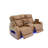 Jazz Light Brown Leather Aire Transformer Power Reclining Sofa & Loveseat Living Room Set With Power Headrest, Bluetooth Speakers, LED Lights, Wireless Charging Drop-Down Table, USB & USB-C Ports, Storage & Cupholders-129910209