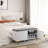 Rannie Modern Wide End Table With Cushioned Top And Cabinet Storage